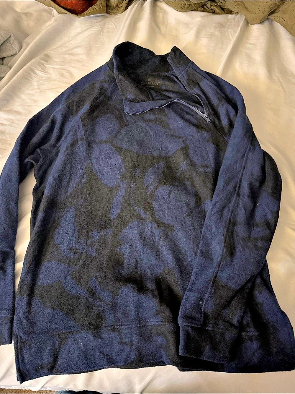 Cuddl Duds Fleecewear with Stretch Half-Zip Pullover Blue & Black